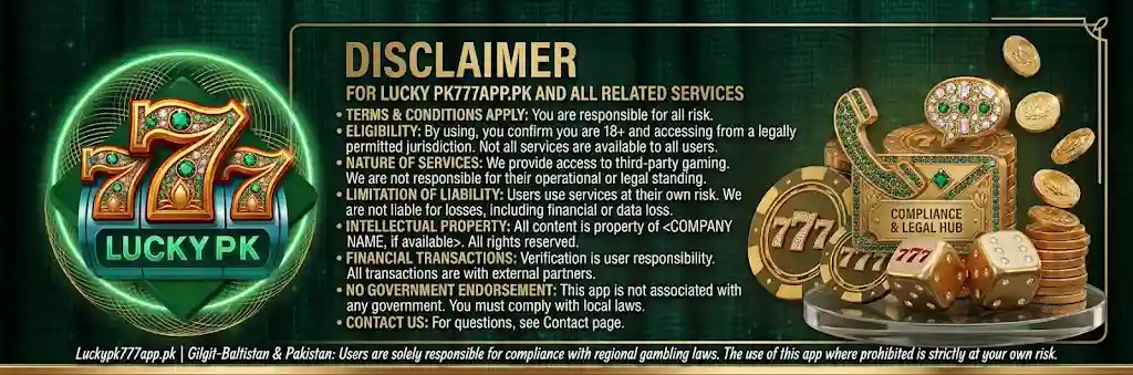 Lucky PK777 Game Disclaimer